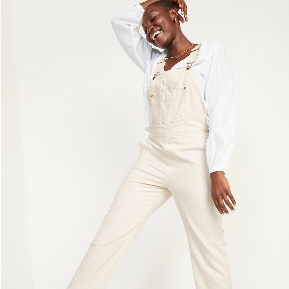 Old Navy cream full length coveralls denim size 18 new